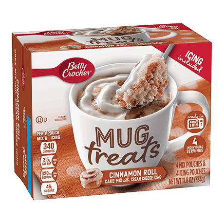 Betty Crocker cinnamon roll cake mix with cream cheese icing mug treats