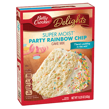 Betty Crocker Delights Super Moist party rainbow chip cake