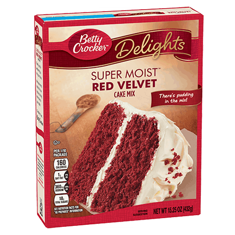 Betty Cocker Delights Super Moist red velvet cake mix