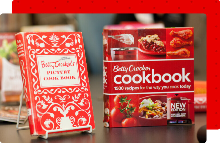 (2) Red cookbooks