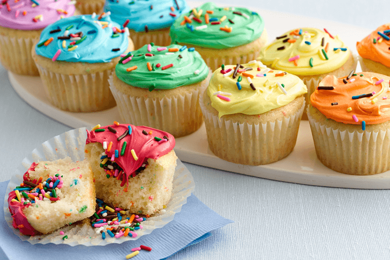 Receta de cupcakes arcoíris