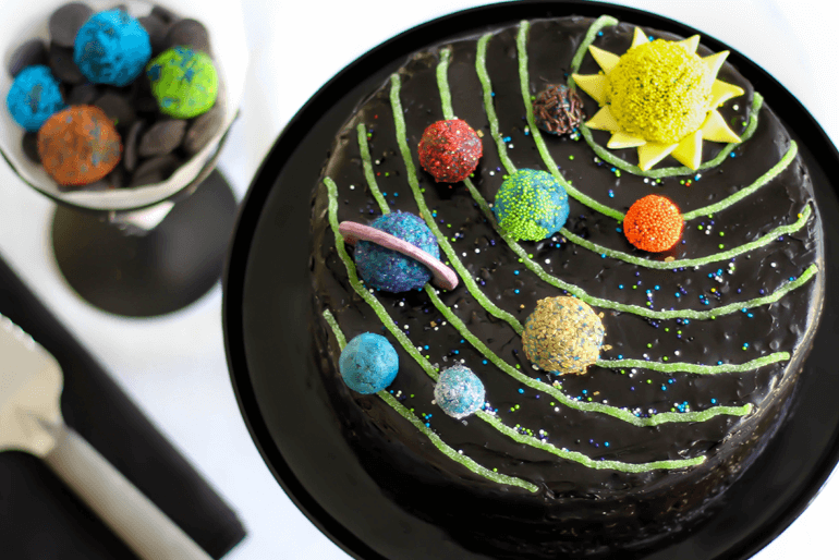 Receta Pastel de compleaños de sistema solar