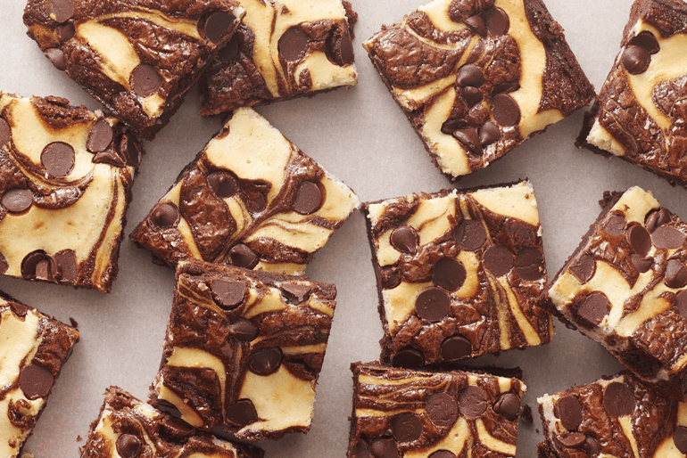 Espiral de brownies de queso crema