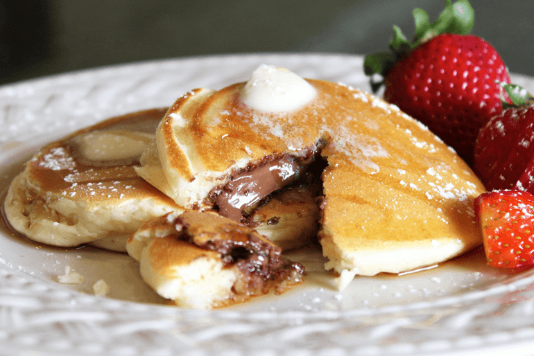 Receta panqueques rellenos de chocolate